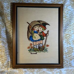 Hummel Embroidered Art with Children and Umbrella